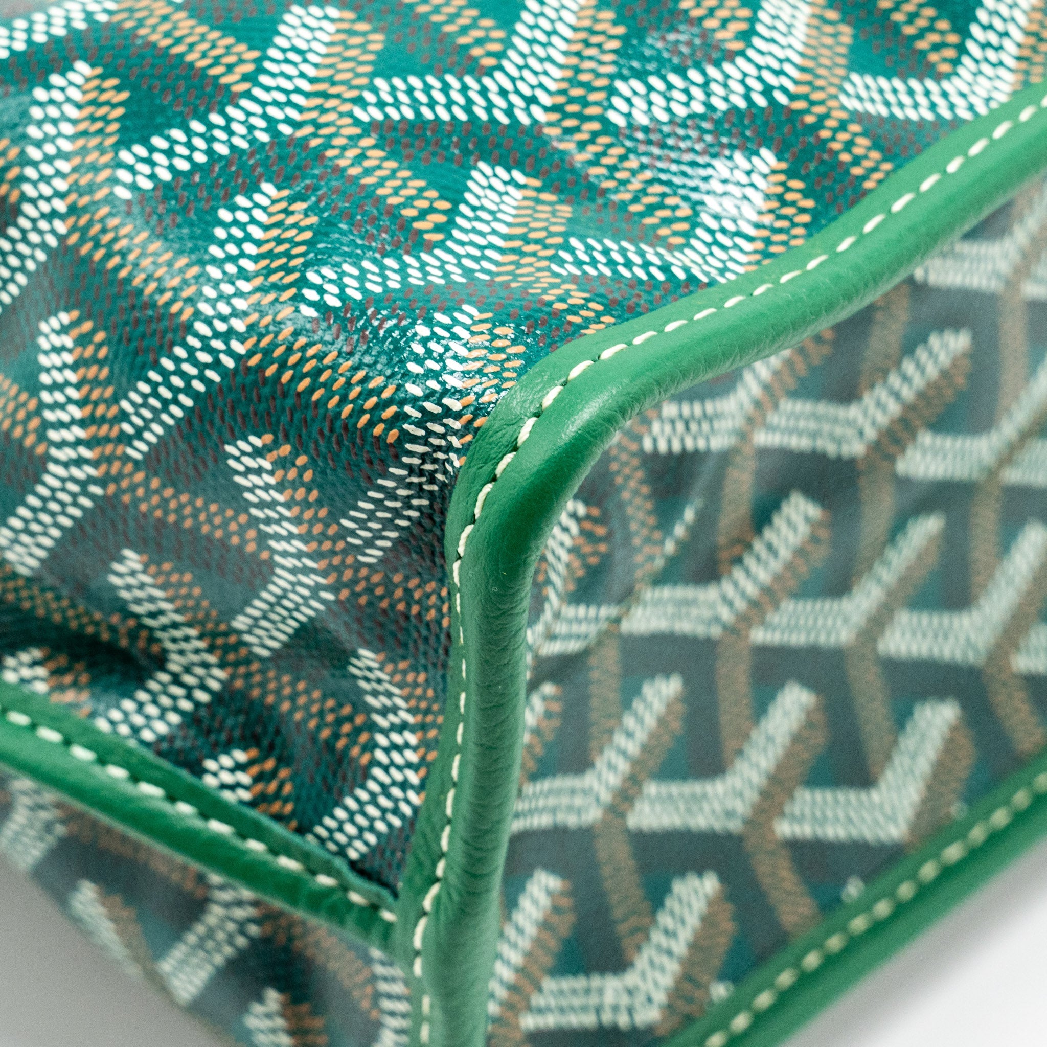 GOYARD MINI ANJOU TOTE BAG GOYARDLINE CANVAS / LEATHER GREEN SHW