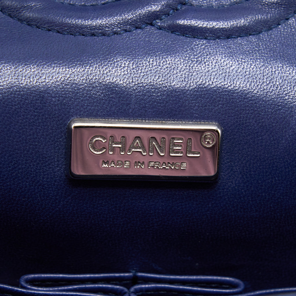 CHANEL MEDIUM CLASSIC DOUBLE FLAP BAG PYTHON DARK BLUE SHW