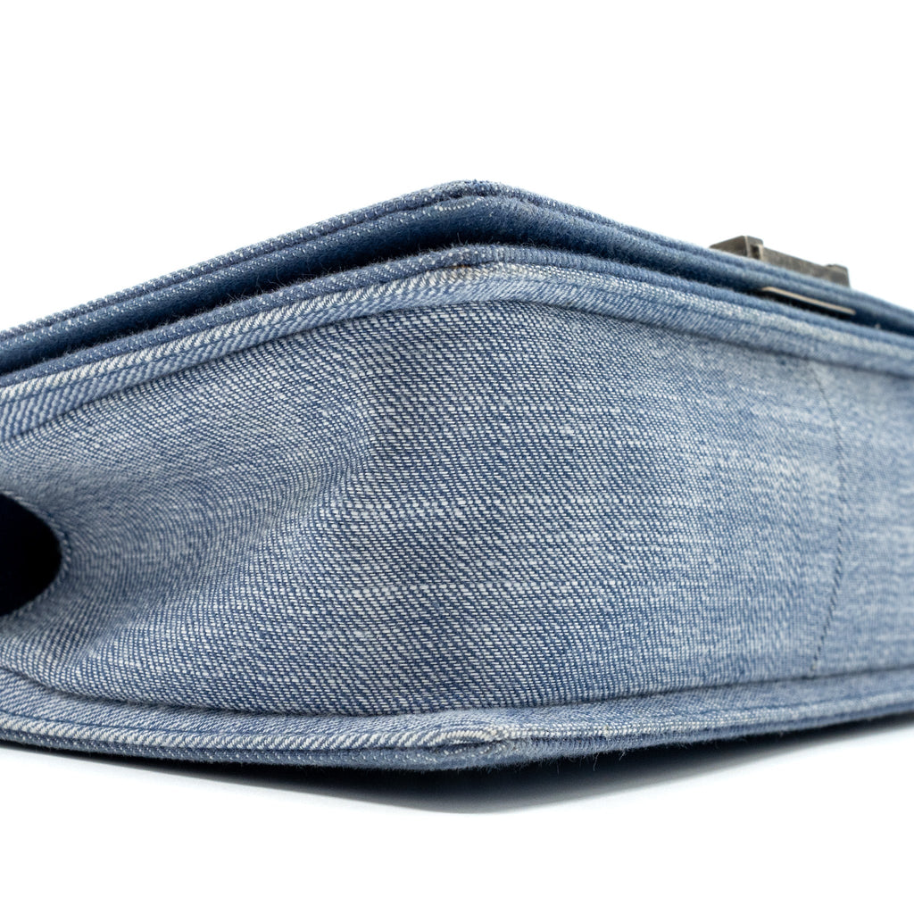 CHANEL MEDIUM BOY BAG DENIM BLUE RUTHENIUM SILVER HARDWARE