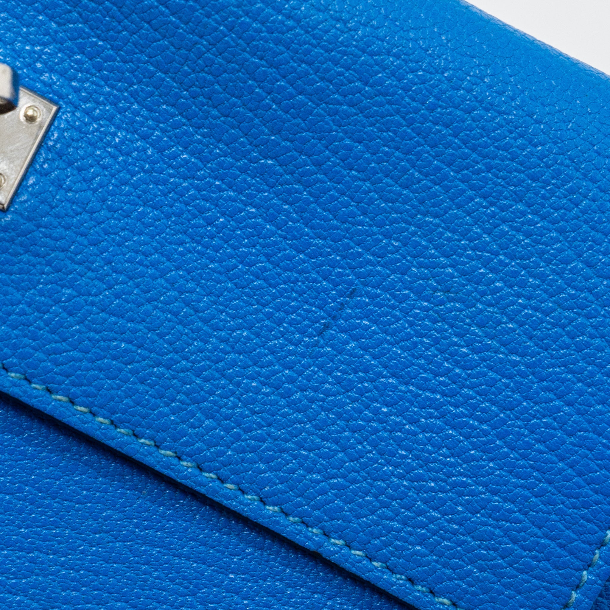 HERMES KELLY CLASSIC LONG WALLET CHÈVRE MYSORE BLUE HYDRA  SHW