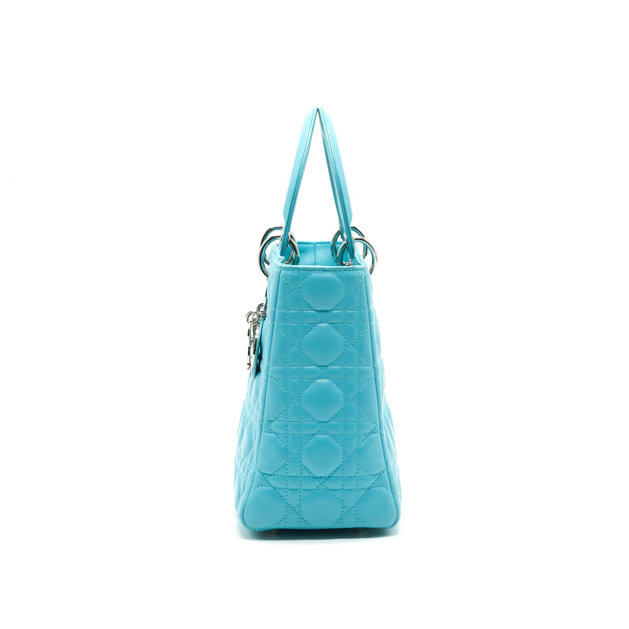 DIOR MEDIUM LADY DIOR LAMBSKIN BLUE SHW