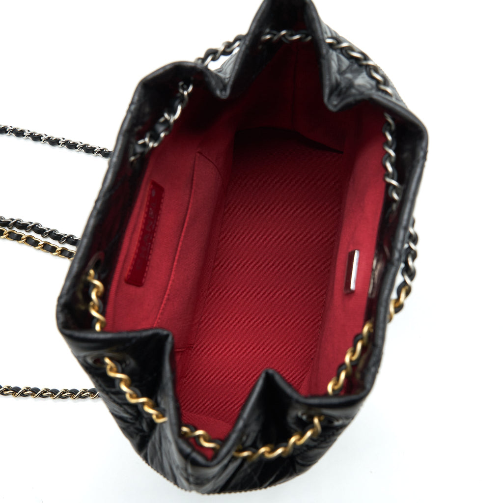 CHANEL SMALL GABRIELLE BACKPACK CALFSKIN BLACK WITH MULTICOLOUR HARDWARE (MICROCHIP)