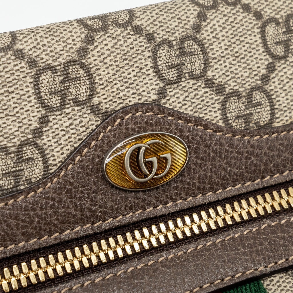 GUCCI OPHIDIA GG SUPREME ZIP CROSSBODY BAG CANVAS / LEATHER GHW