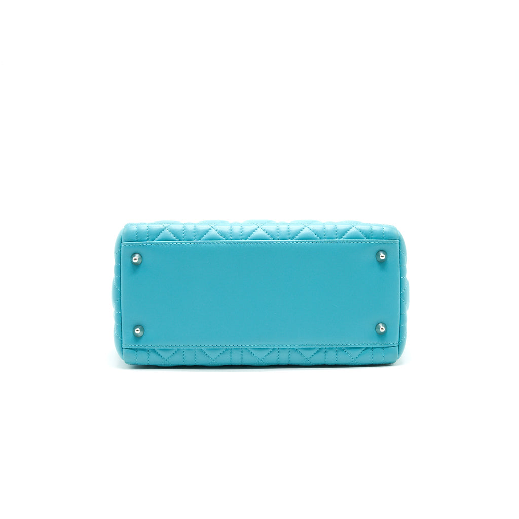 DIOR MEDIUM LADY DIOR LAMBSKIN BLUE SHW