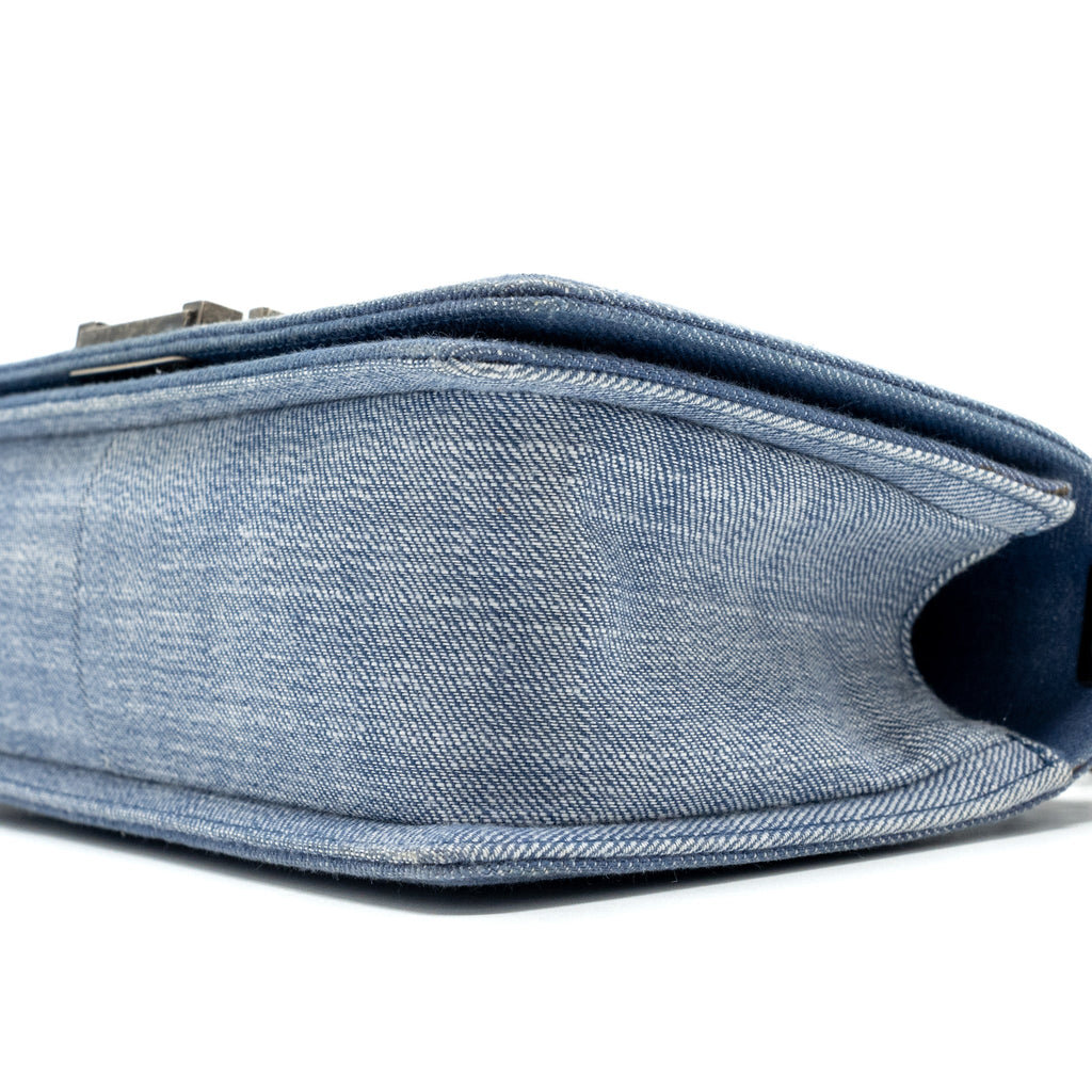 CHANEL MEDIUM BOY BAG DENIM BLUE RUTHENIUM SILVER HARDWARE