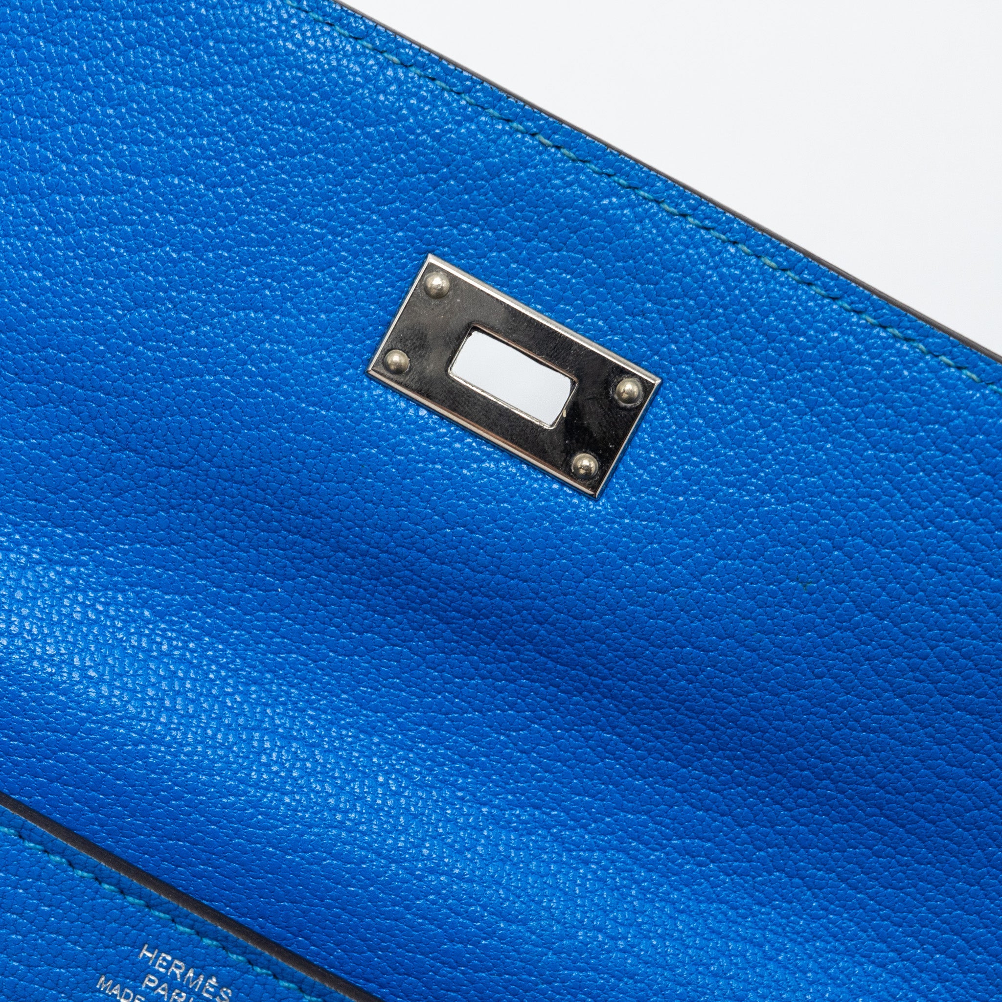 HERMES KELLY CLASSIC LONG WALLET CHÈVRE MYSORE BLUE HYDRA  SHW