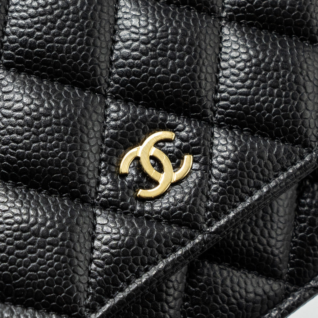 CHANEL CLASSIC WALLET ON CHAIN CAVIAR BLACK GHW(MICROCHIP)