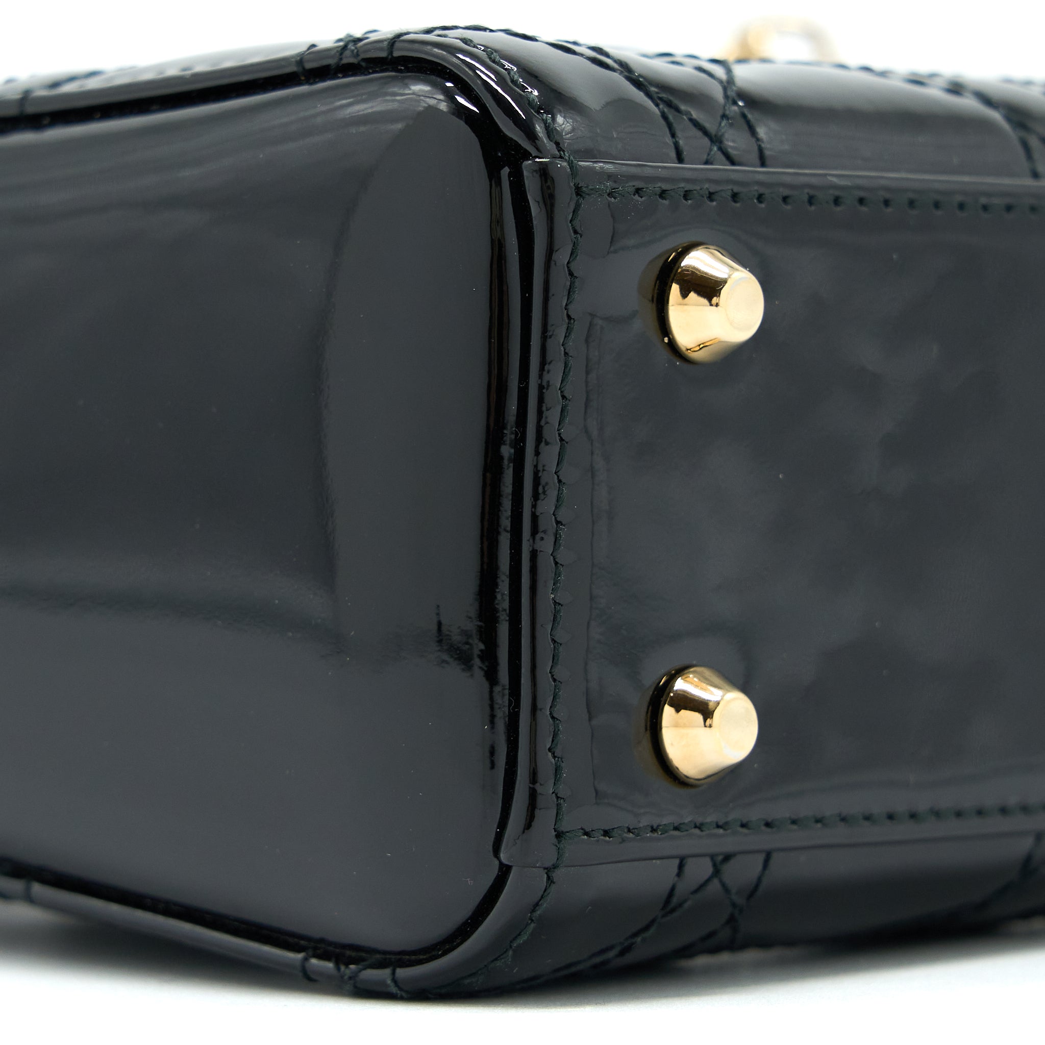 DIOR MINI LADY DIOR PATENT BLACK LGHW
