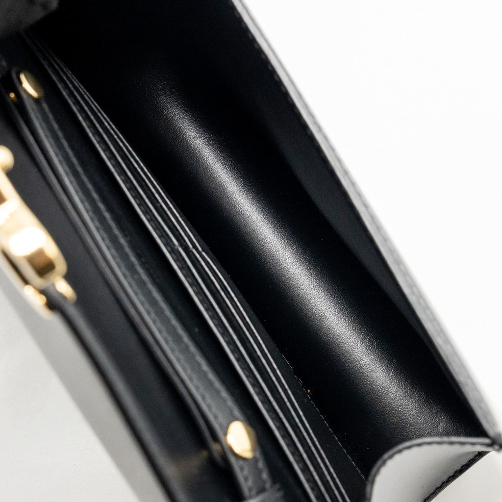 CELINE TRIOMPHE WALLET ON CHAIN MARGO SHINY CALFSKIN BLACK GHW