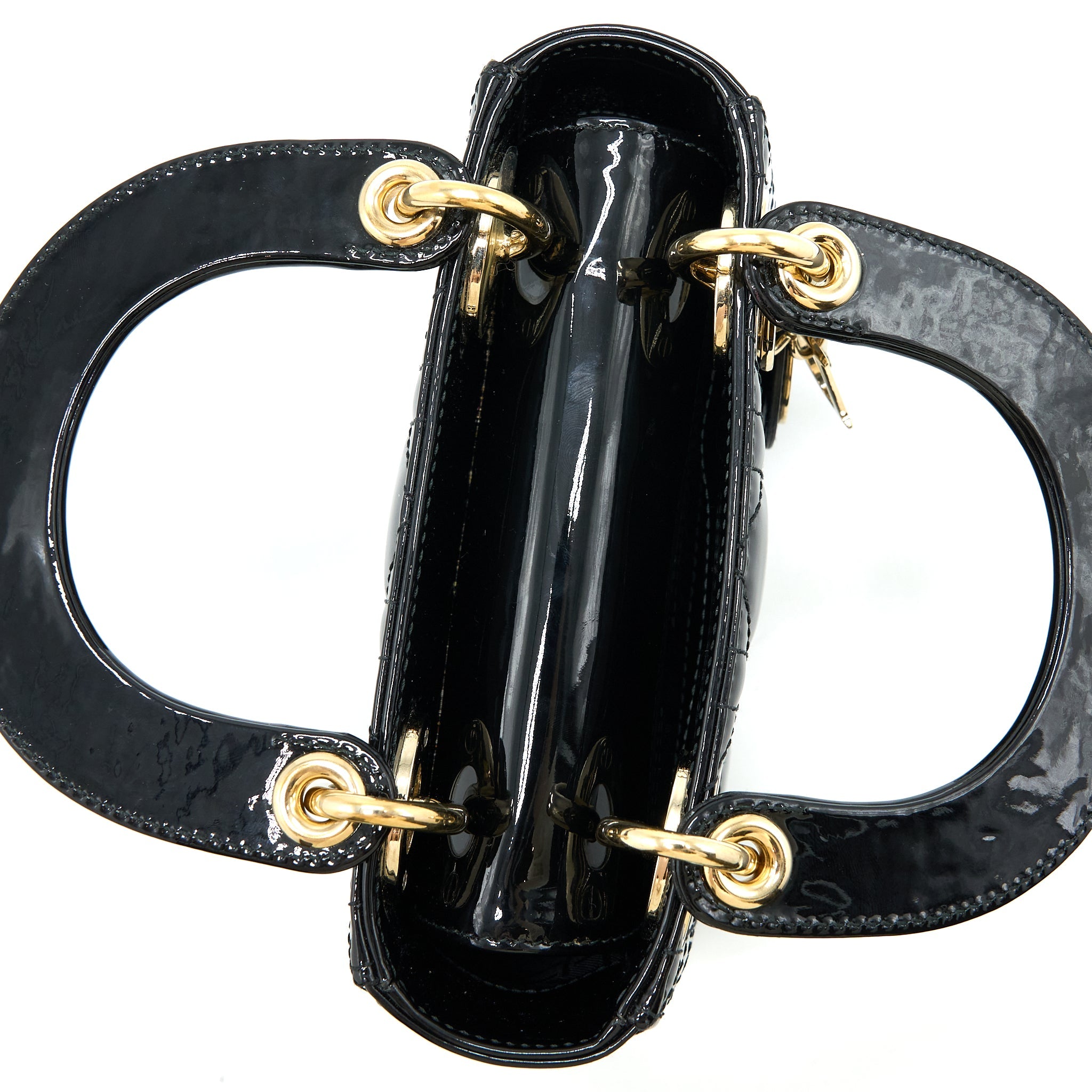 DIOR MINI LADY DIOR PATENT BLACK LGHW