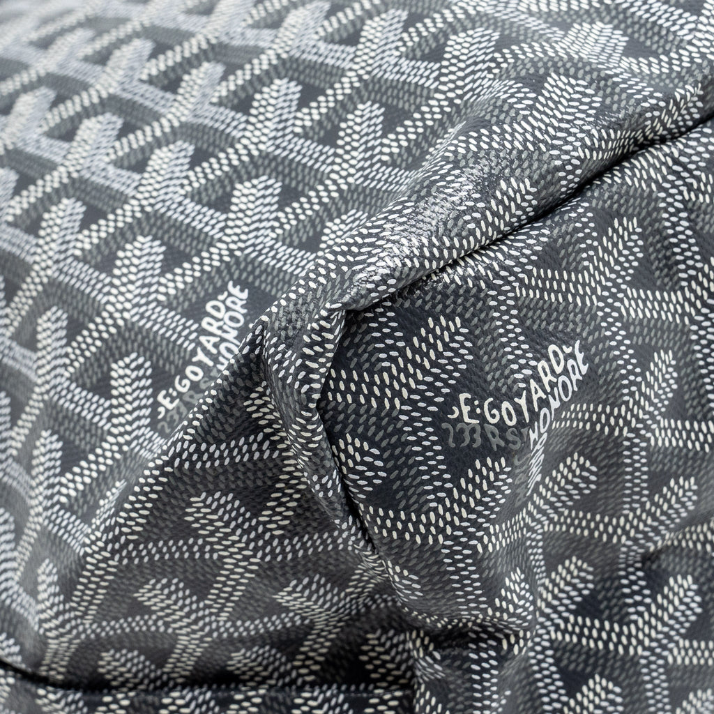 GOYARD SAINT LOUIS PM TOTE BAG GOYARDLINE CANVAS / LEATHER GREY SHW