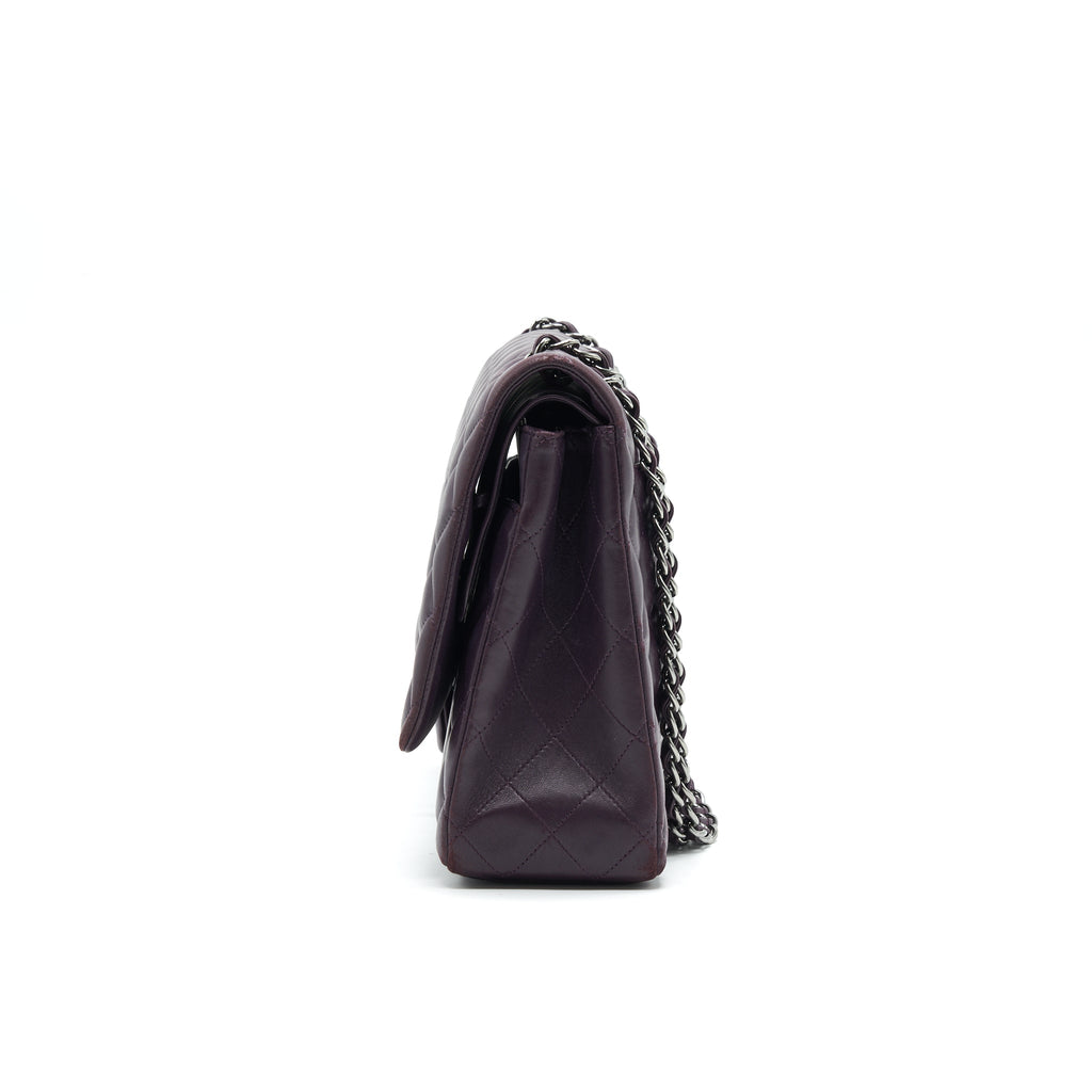 CHANEL MAXI DOUBLE FLAP BAG LAMBSKIN BURGUNDY SHW