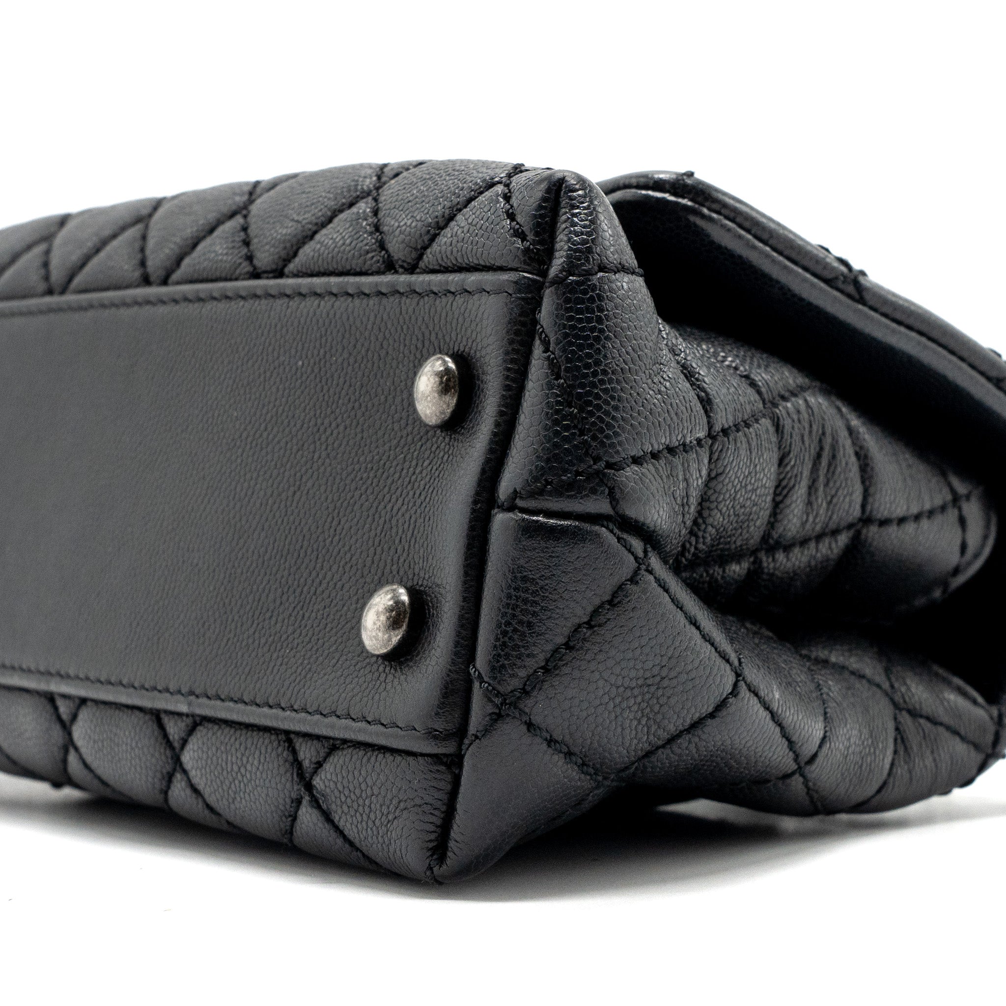 CHANEL SMALL COCO HANDLE CAVIAR BLACK RUTHENIUM HARDWARE