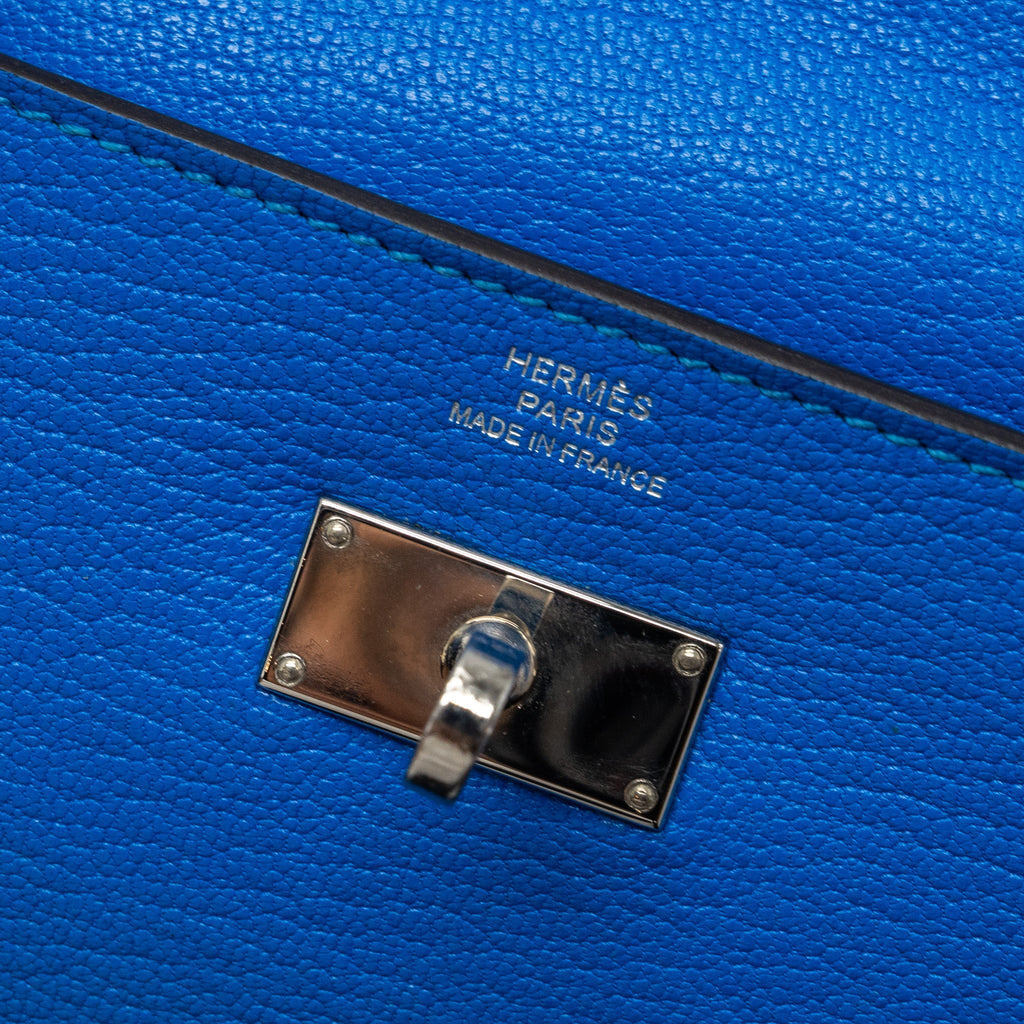 HERMES KELLY CLASSIC LONG WALLET CHÈVRE MYSORE BLUE HYDRA  SHW