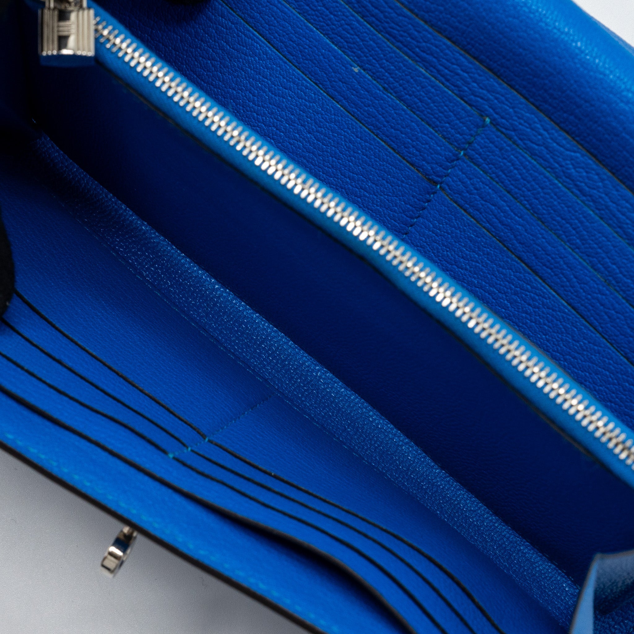 HERMES KELLY CLASSIC LONG WALLET CHÈVRE MYSORE BLUE HYDRA  SHW