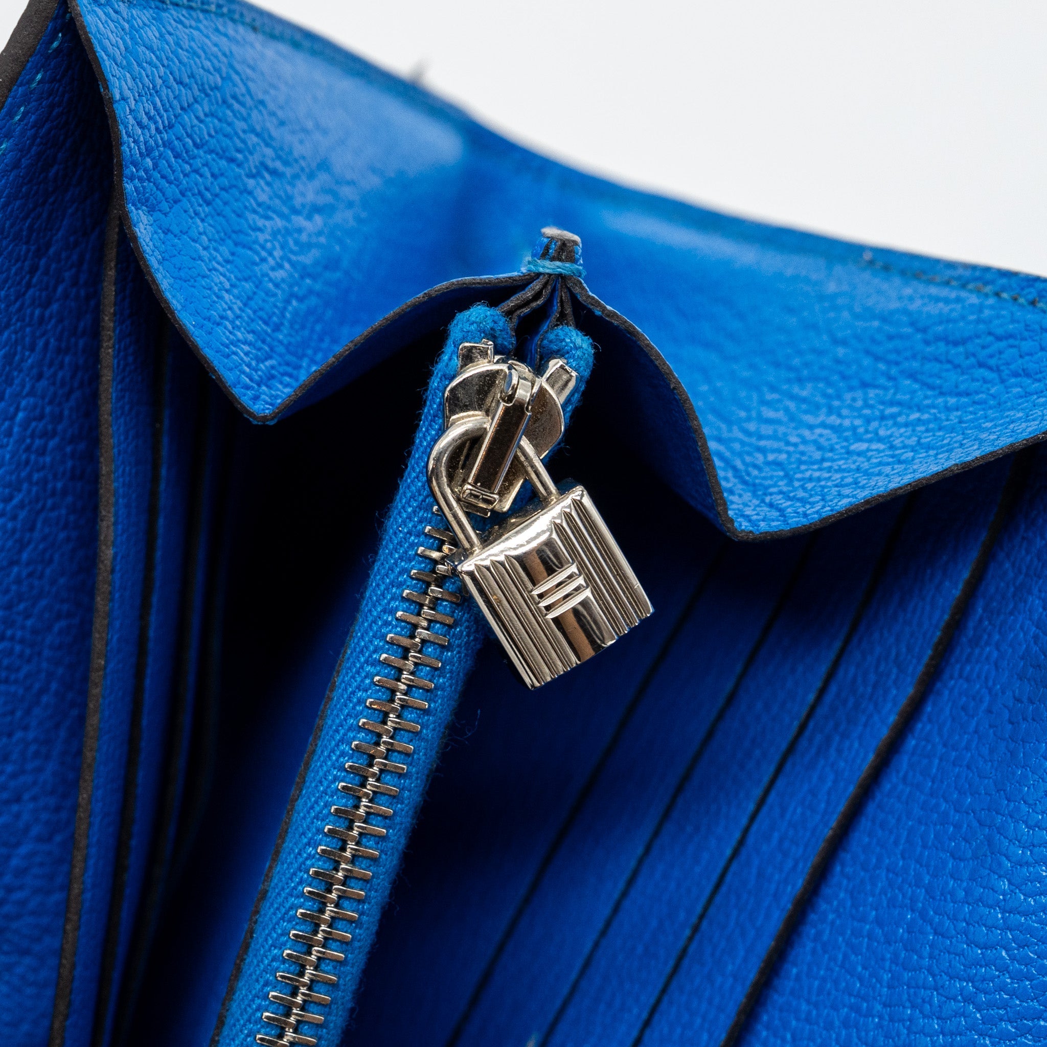 HERMES KELLY CLASSIC LONG WALLET CHÈVRE MYSORE BLUE HYDRA  SHW