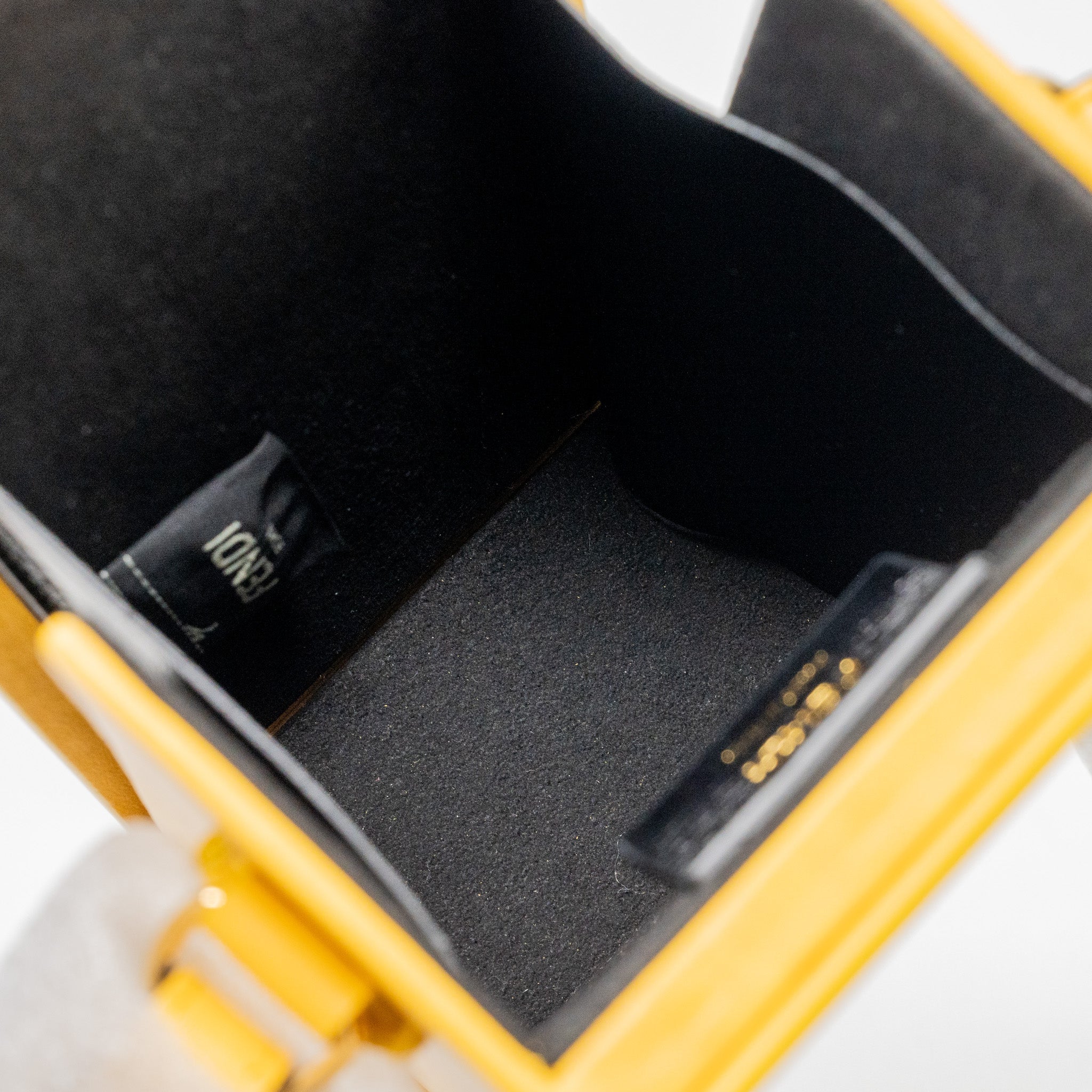 FENDI VERTICAL BOX SHOULDER BAG CALFSKIN YELLOW GHW