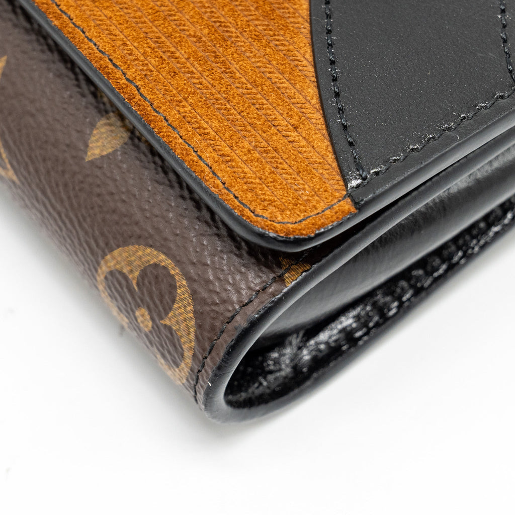 LOUIS VUITTON WILD AT HEART TWIST WALLET ON CHAIN CALFSKIN/MONOGRAM CANVAS MULTICOLOLUR BLACK/SLIVER HARDWARE