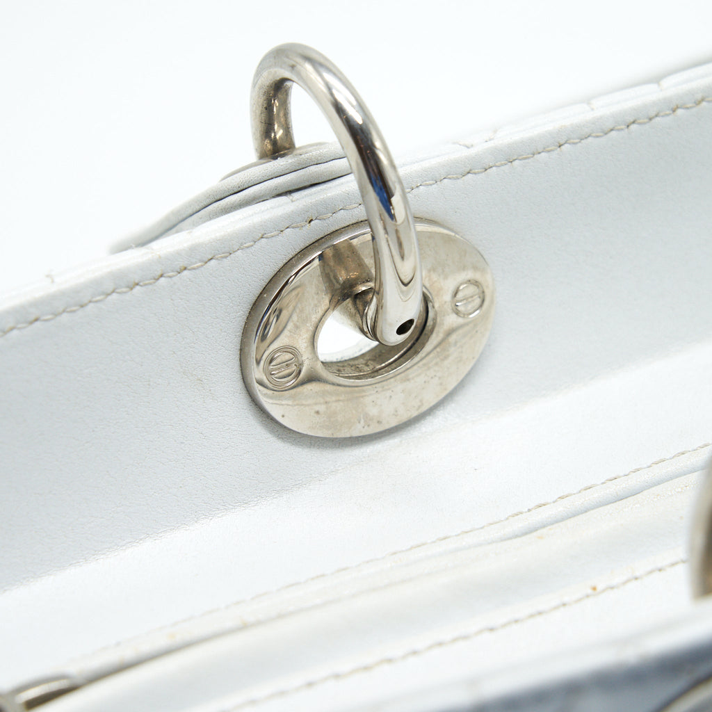 DIOR LADY DIOR BAG LARGE IN WHITE SHW