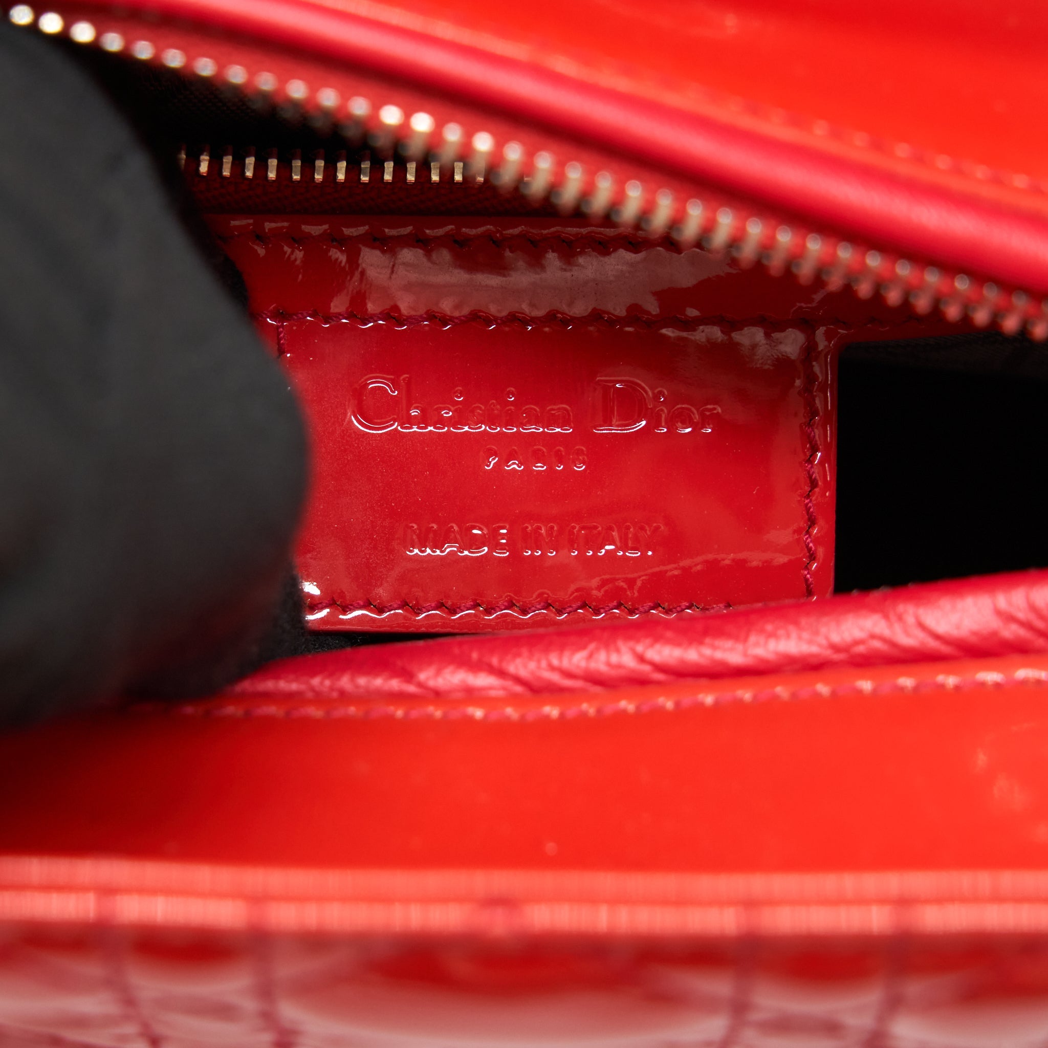 DIOR MEDIUM LADY DIOR PATENT RED SHW