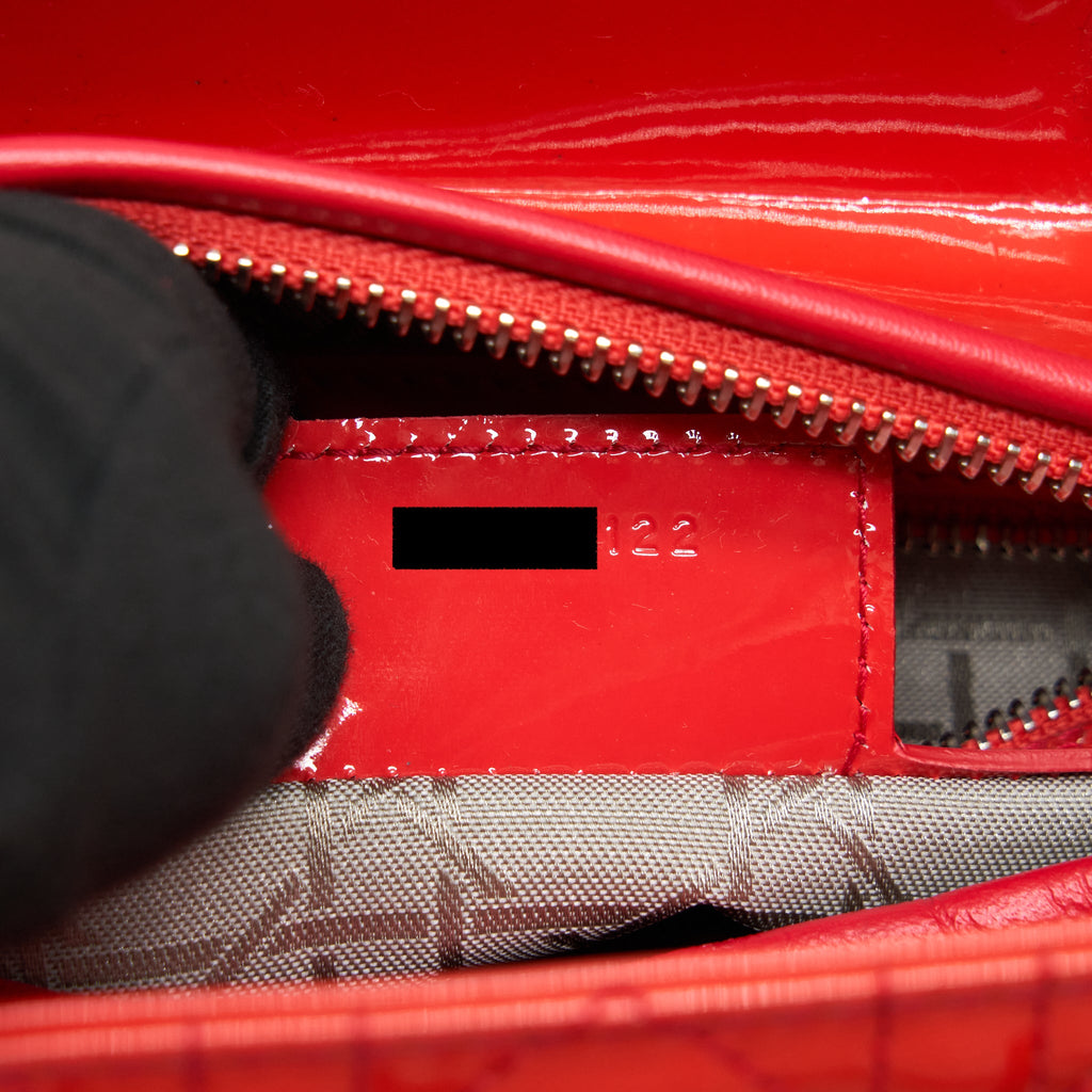 DIOR MEDIUM LADY DIOR PATENT RED SHW