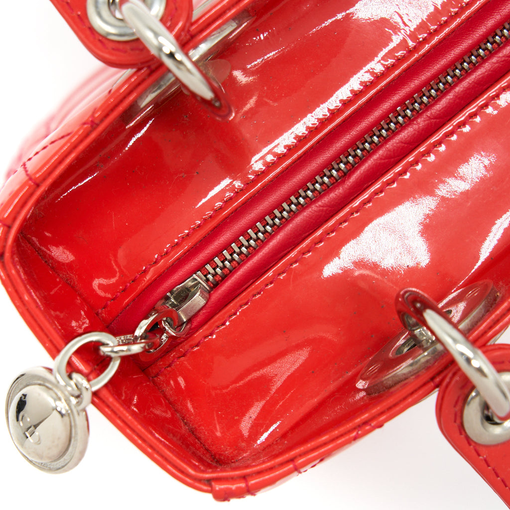 DIOR MEDIUM LADY DIOR PATENT RED SHW