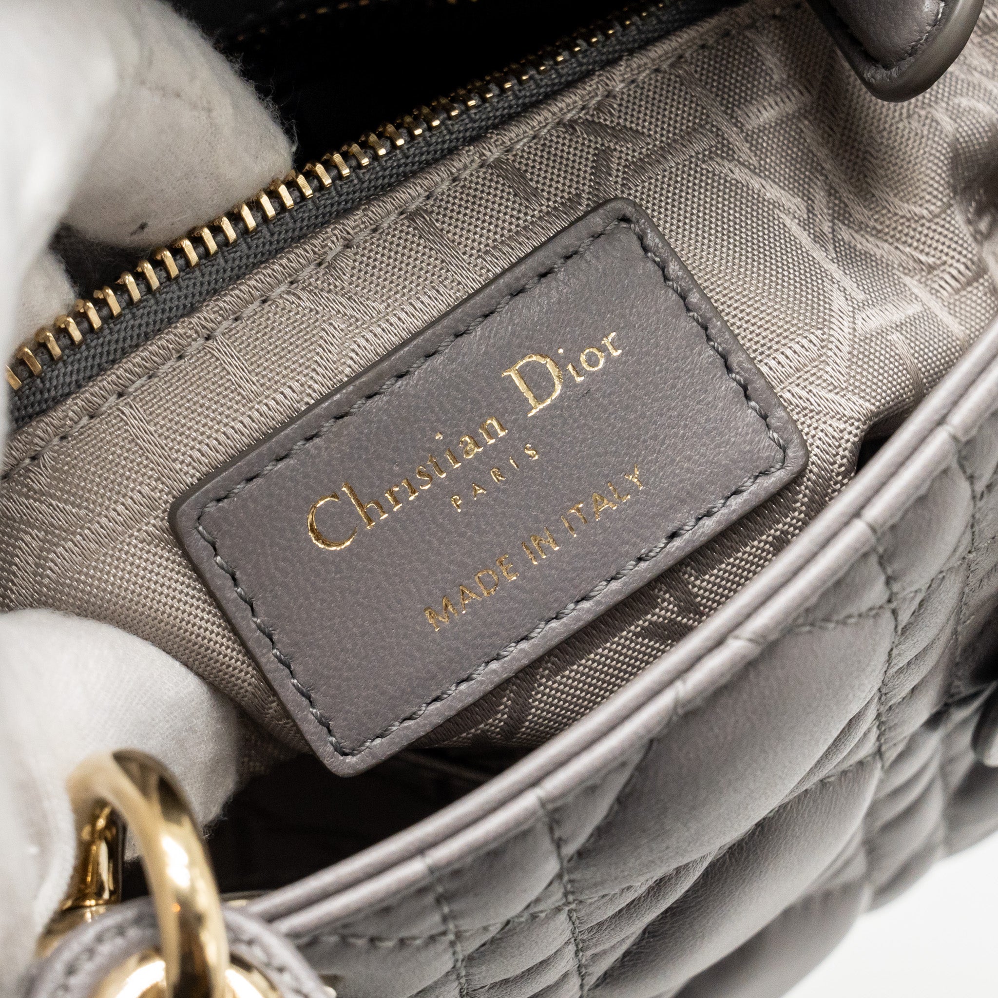 DIOR MINI LADY DIOR LAMBSKIN GREY LGHW