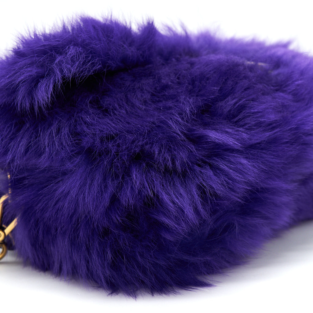 FENDI BAGUETTE FUR HANDBAG PURPLE