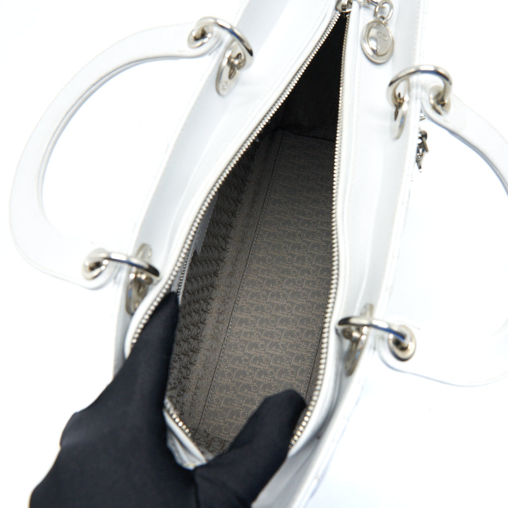 DIOR LADY DIOR BAG LARGE IN WHITE SHW
