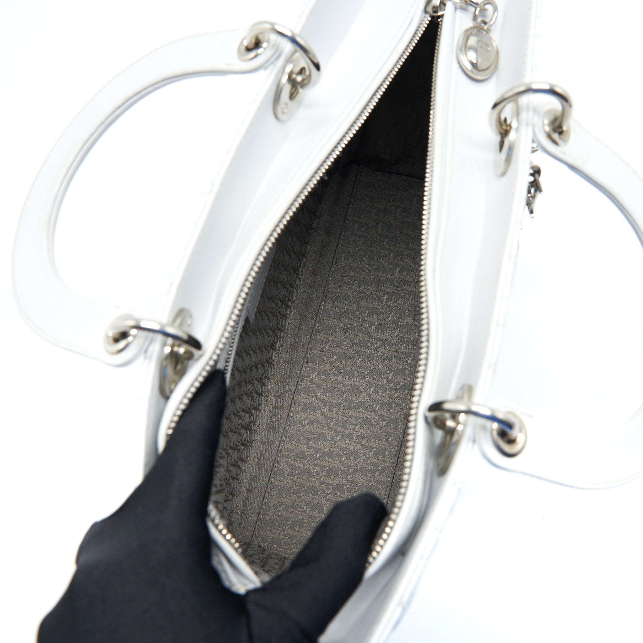DIOR LADY DIOR BAG LARGE IN WHITE SHW