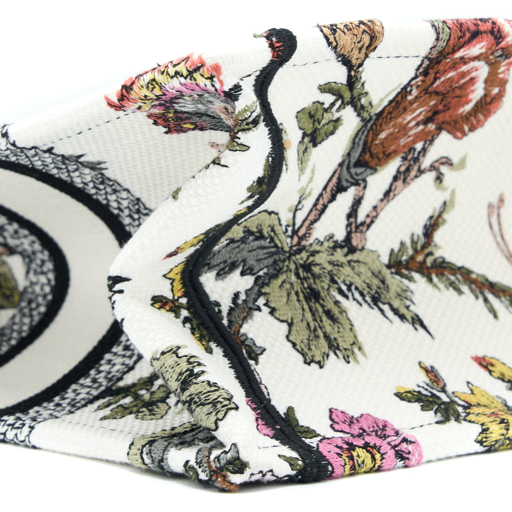 DIOR SMALL BOOK TOTE DIOR PETITES FLEURS EMBROIDERY CANVAS WHITE MULTICOLOUR