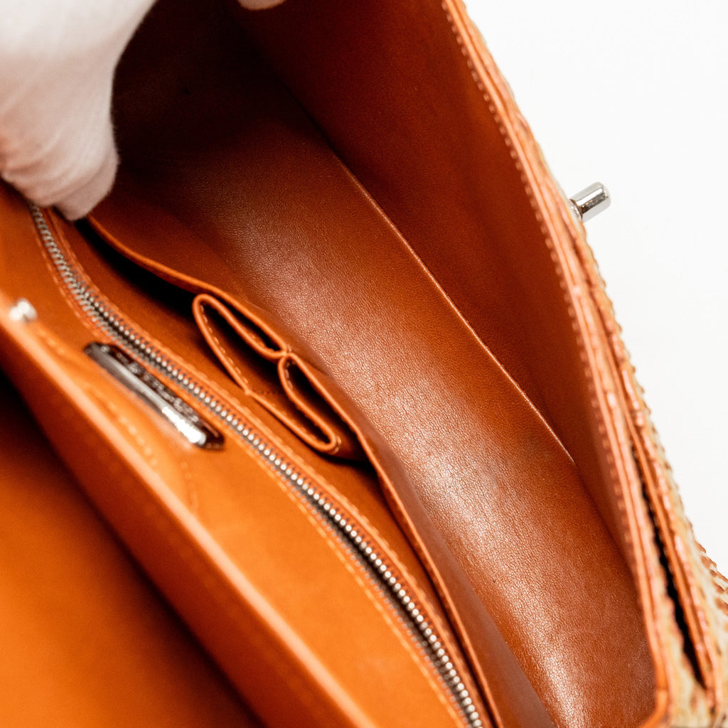 CHANEL CLASSIC DOUBLE FLAP BAG PYTHON LEATHER ORANGE SHW