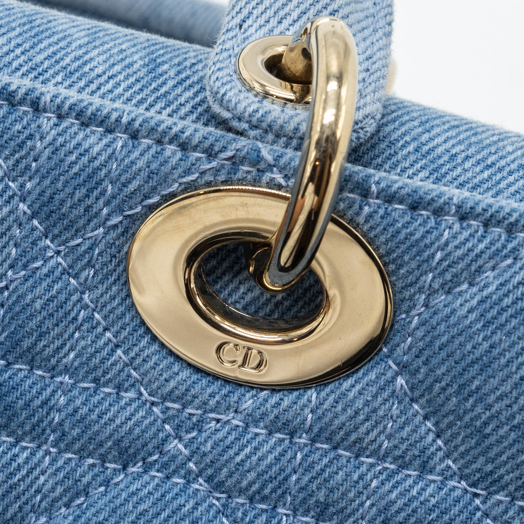 DIOR SMALL LADY  D-JOY BAG MACROCANNAGE DENIM BLUE LGHW