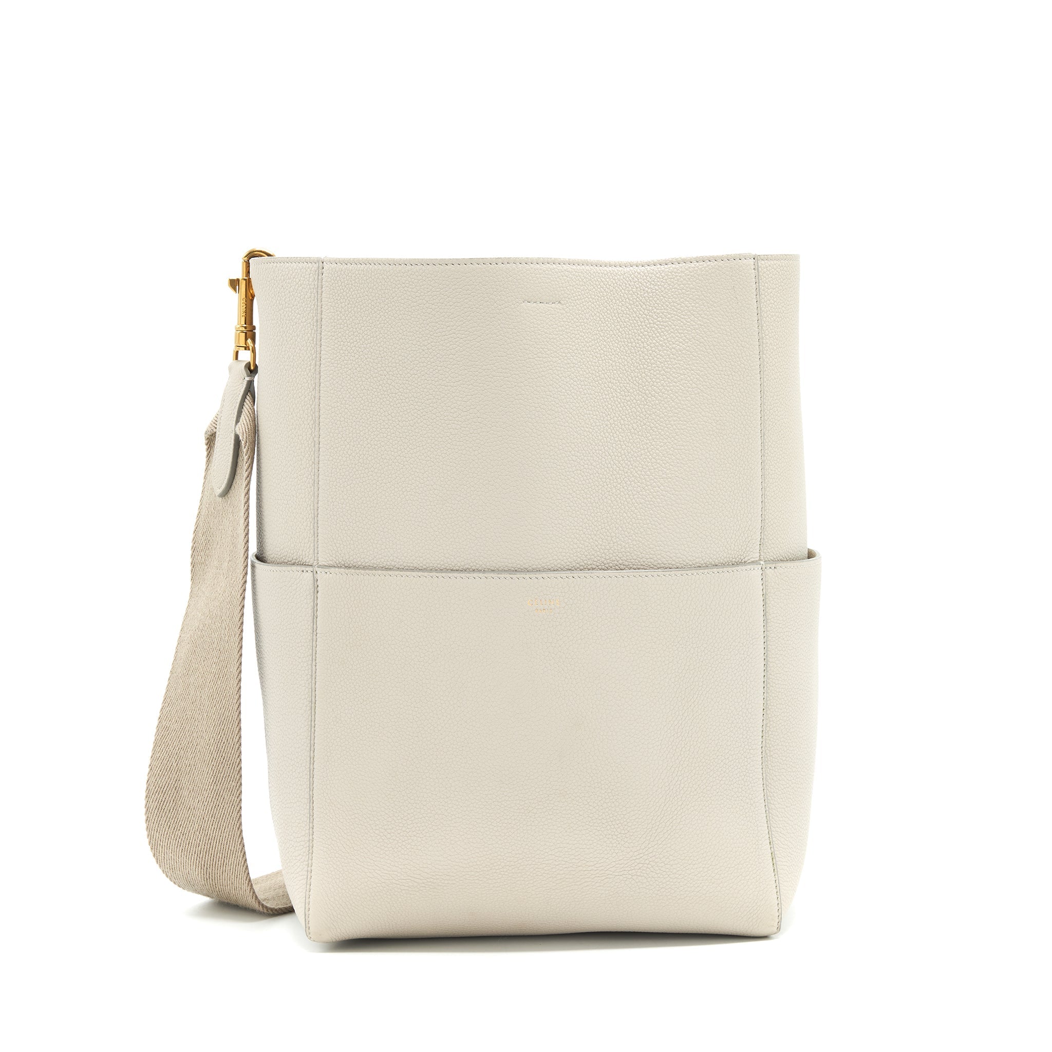 CELINE SANGLE BUCKET BAG GRAINED CALFSKIN CLAY GHW