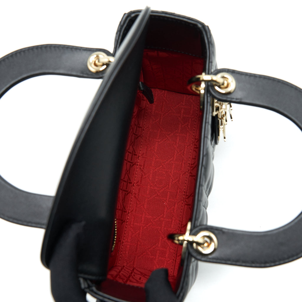 DIOR SMALL LADY DIOR LAMBSKIN BLACK LGHW