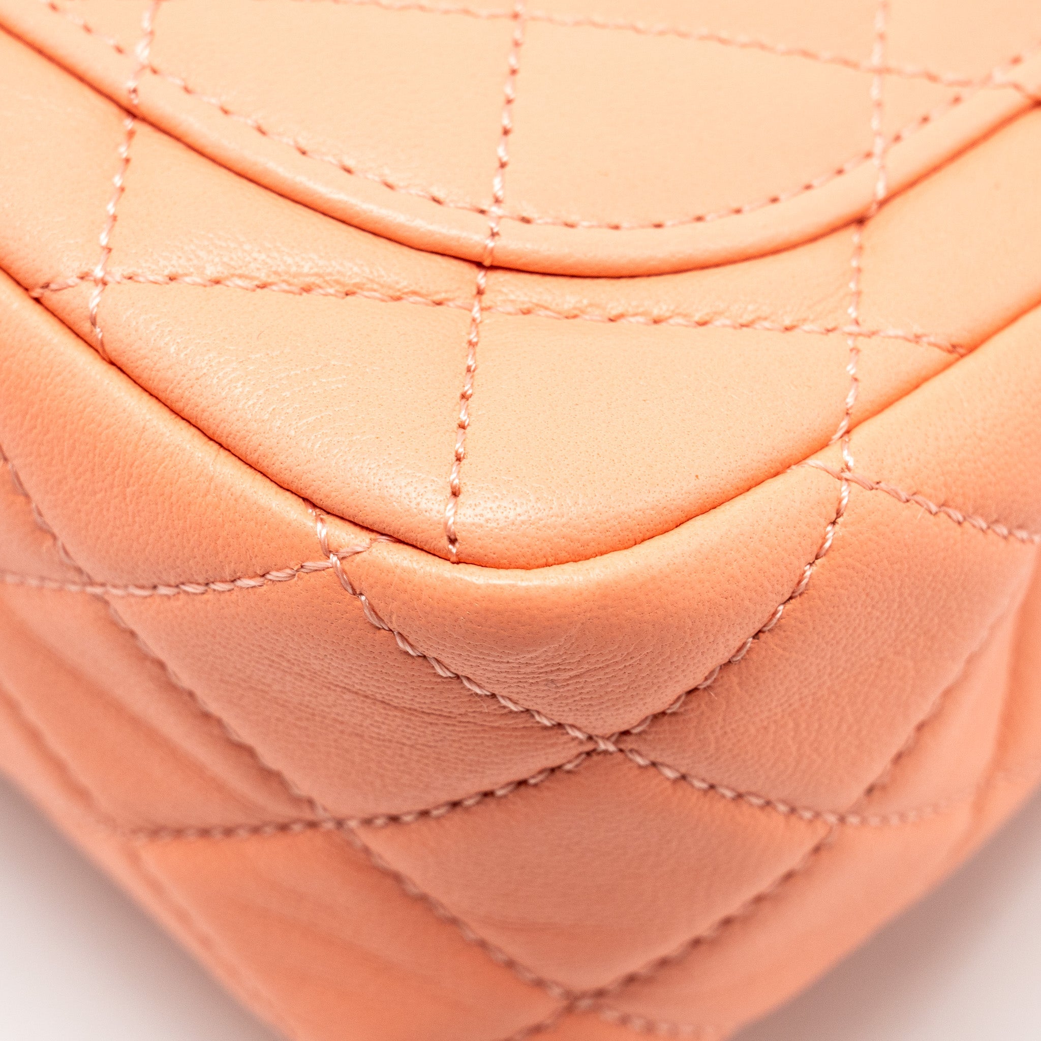 CHANEL PEARL CRUSH MINI SQUARE LAMBSKIN CORAL GHW (MICROCHIP)