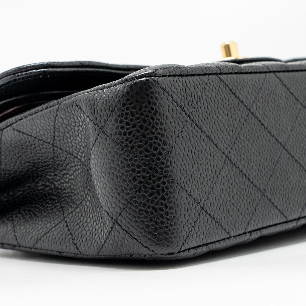 CHANEL SMALL CLASSIC DOUBLE FLAP BAG CAVIAR BLACK GHW (MICROCHIP)
