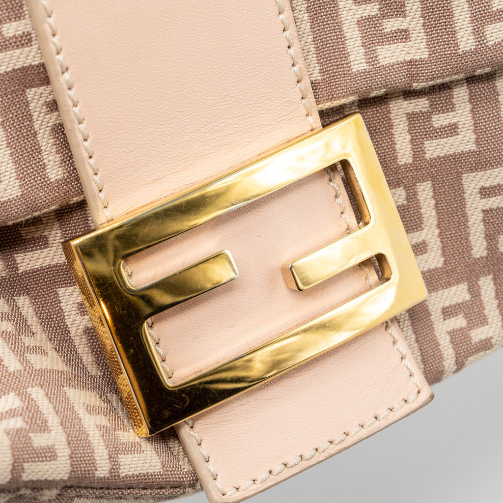 FENDI ZUCCHINO MAMA FLAP BAG FF JACQUARD CANVAS LIGHT PINK GHW