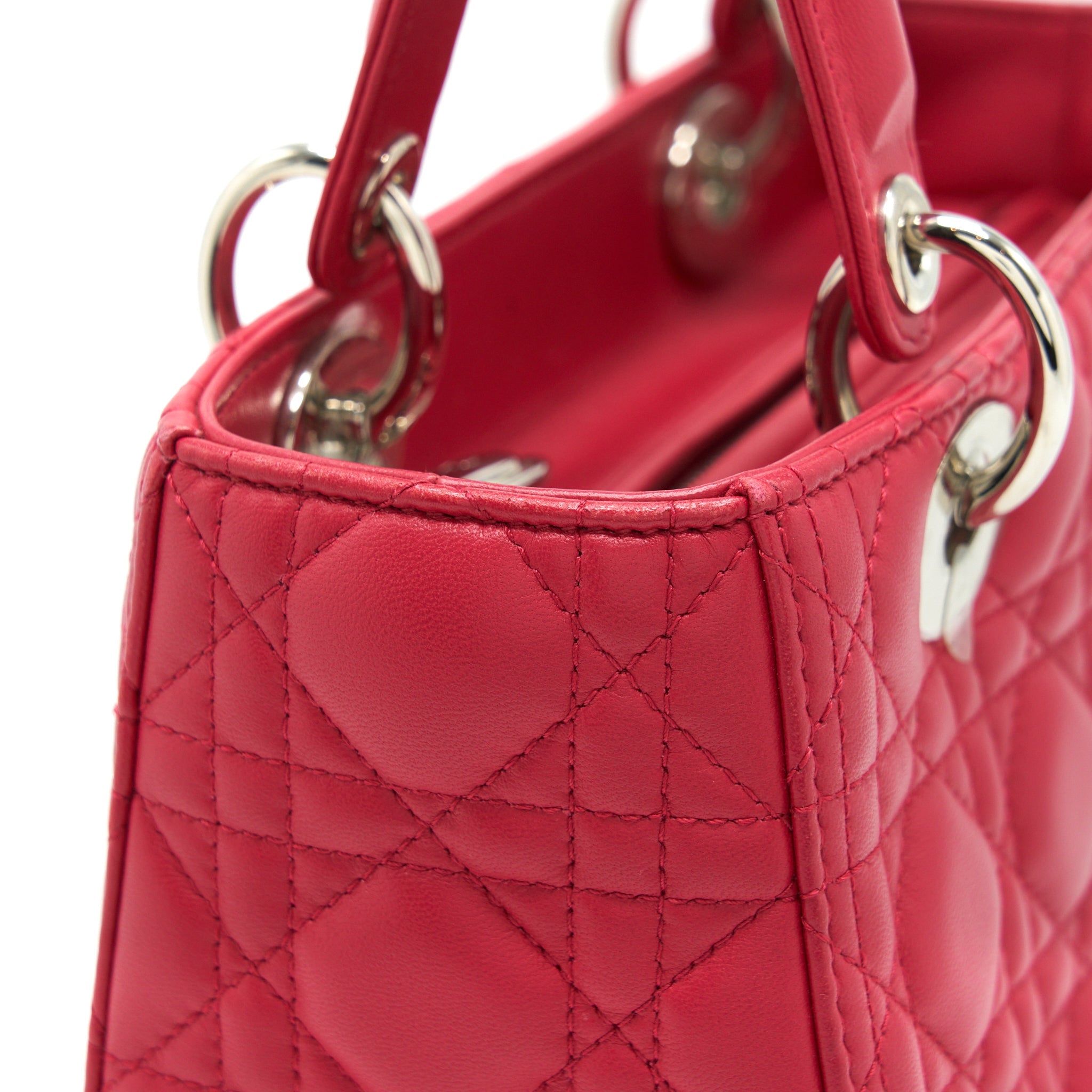 DIOR MEDIUM LADY DIOR LAMBSKIN PINK SHW