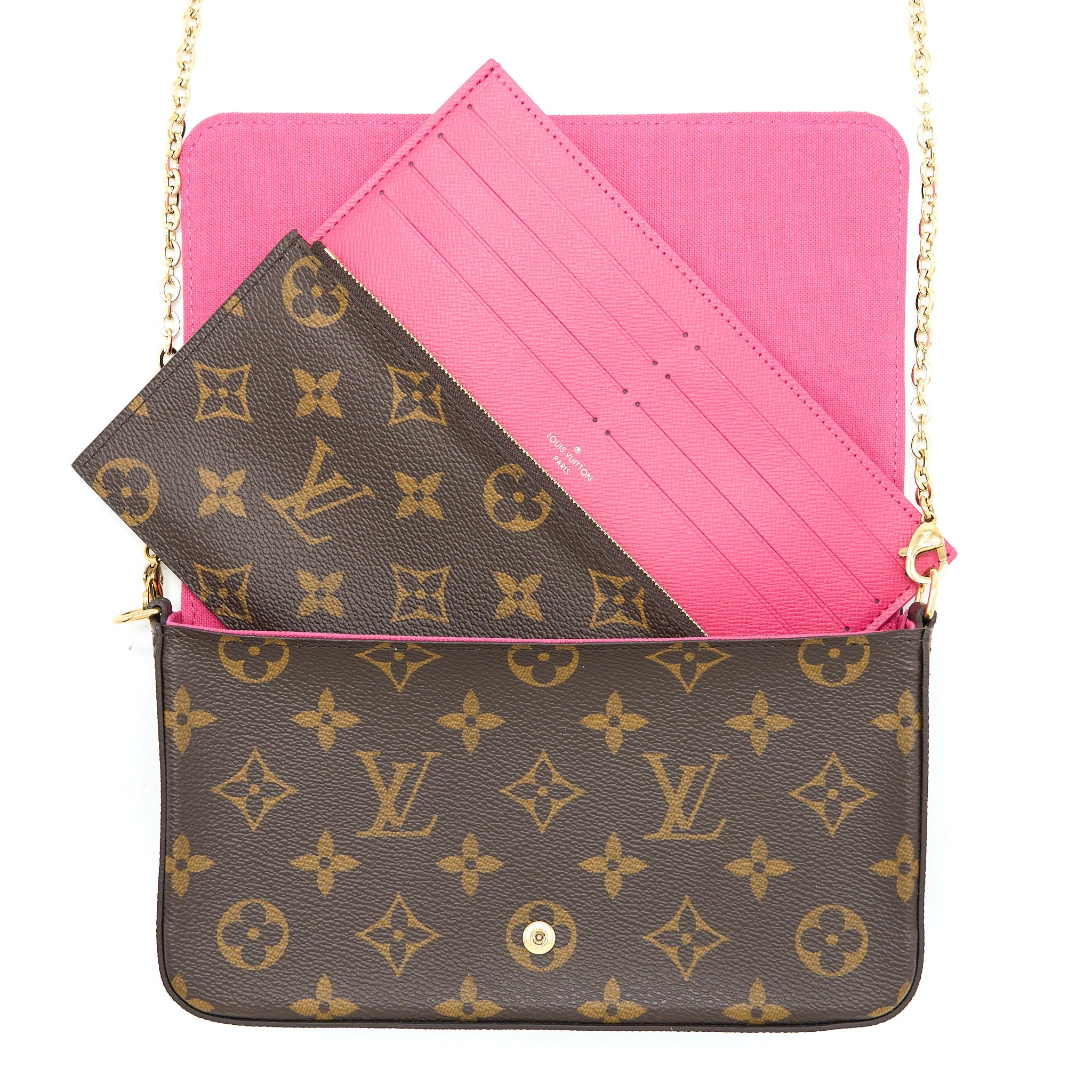 LOUIS VUITTON FELICIE POCHETTE VIVIENNE MASCOT ON HOLLYWOOD DRIVE MONOGRAM CANVAS GHW