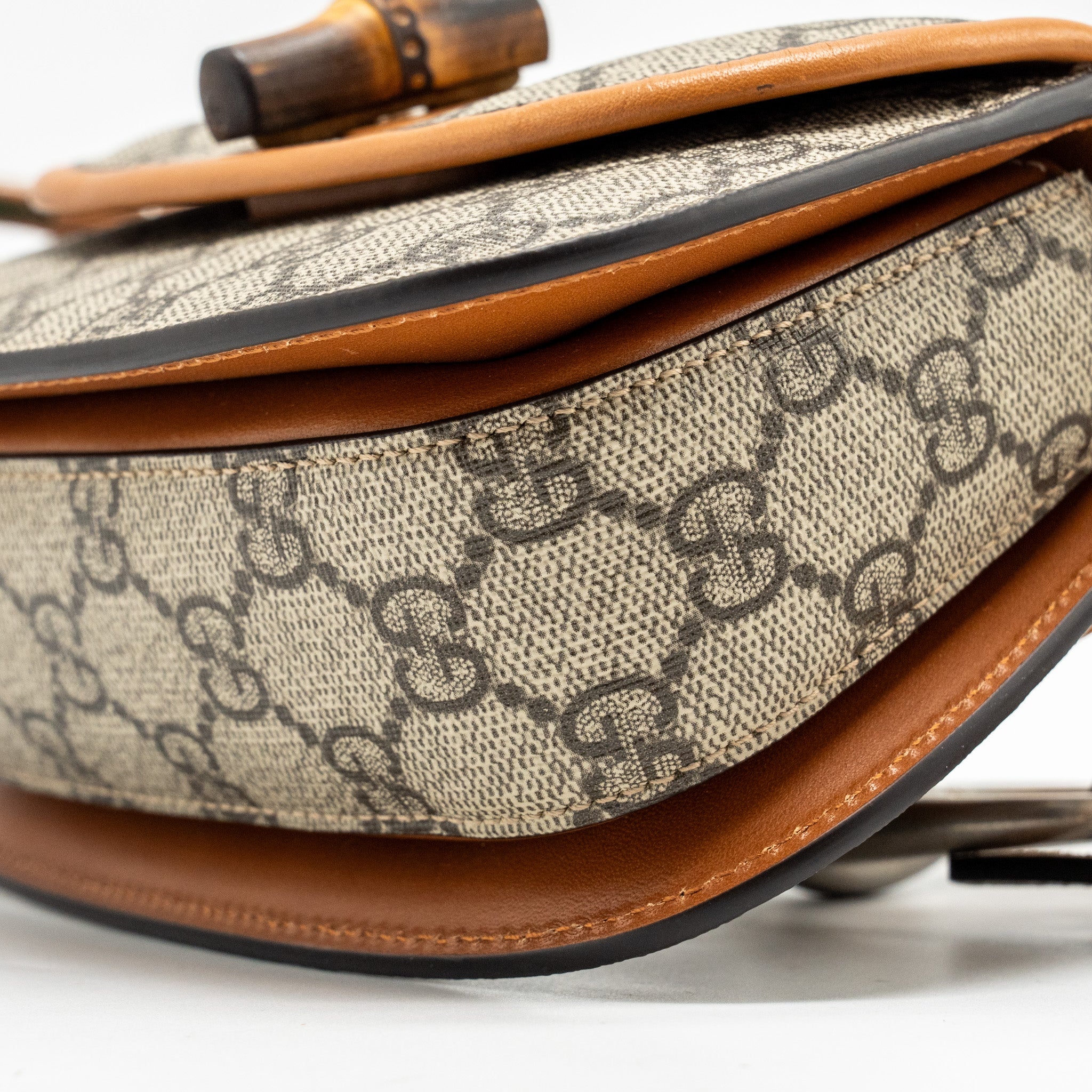 GUCCI BAMBOO 1947 MINI BELT BAG GG SUPREME CANVAS/LEATHER SHW