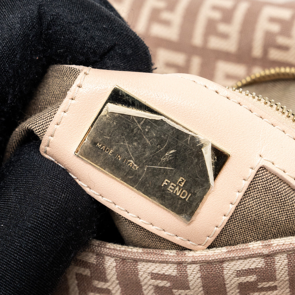 FENDI ZUCCHINO MAMA FLAP BAG FF JACQUARD CANVAS LIGHT PINK GHW