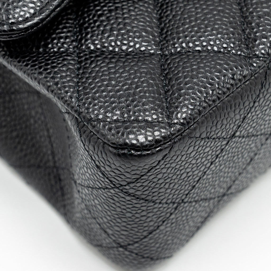 CHANEL MEDIUM CLASSIC DOUBLE FLAP BAG CAVIAR BLACK SHW