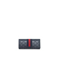 GUCCI MEN'S SIGNATURE WEB LEATHER LONG WALLET IN DARK NAVY