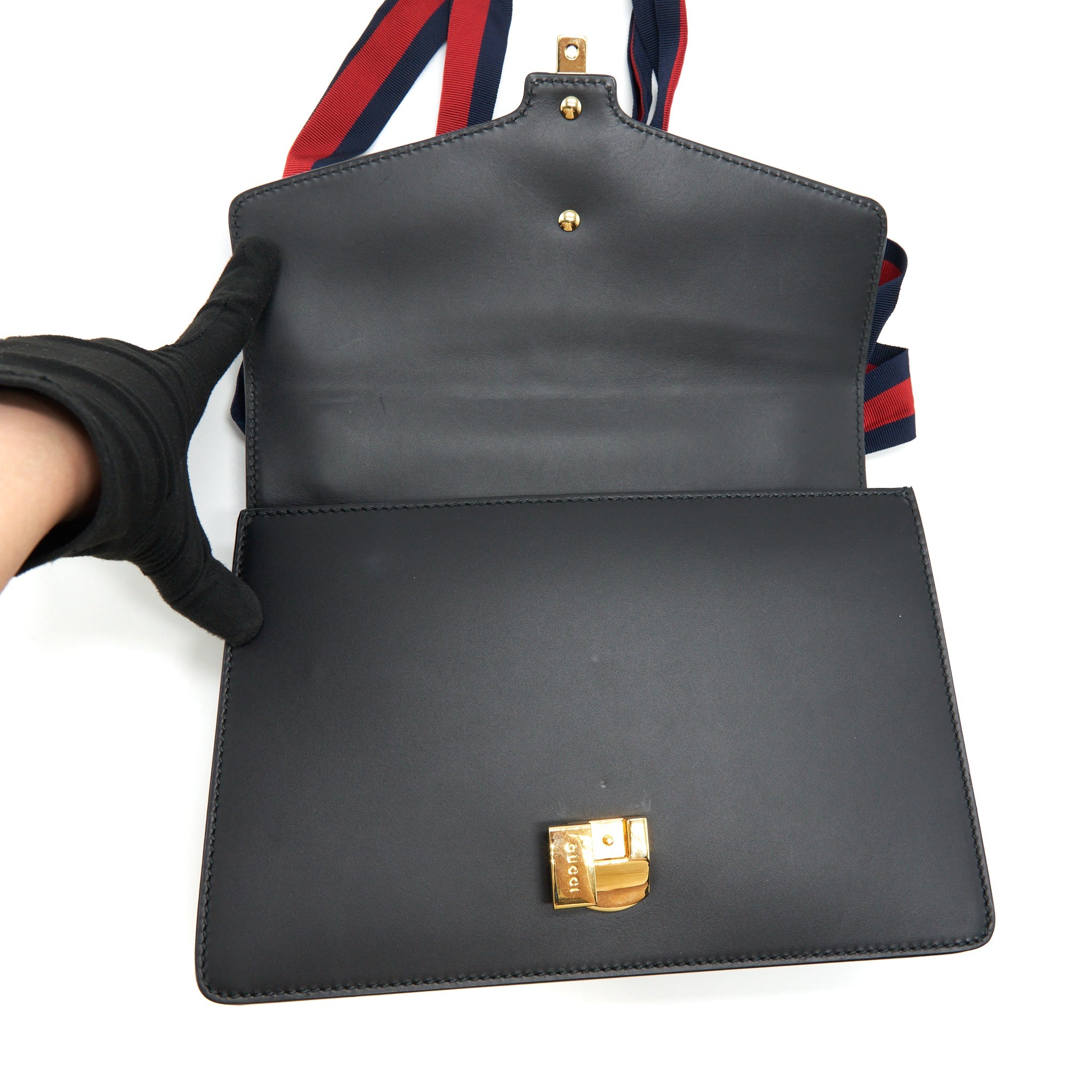 GUCCI SMALL SYLVIE SHOULDER BAG BLACK GHW