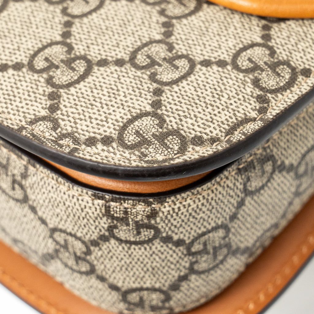 GUCCI BAMBOO 1947 MINI BELT BAG GG SUPREME CANVAS/LEATHER SHW
