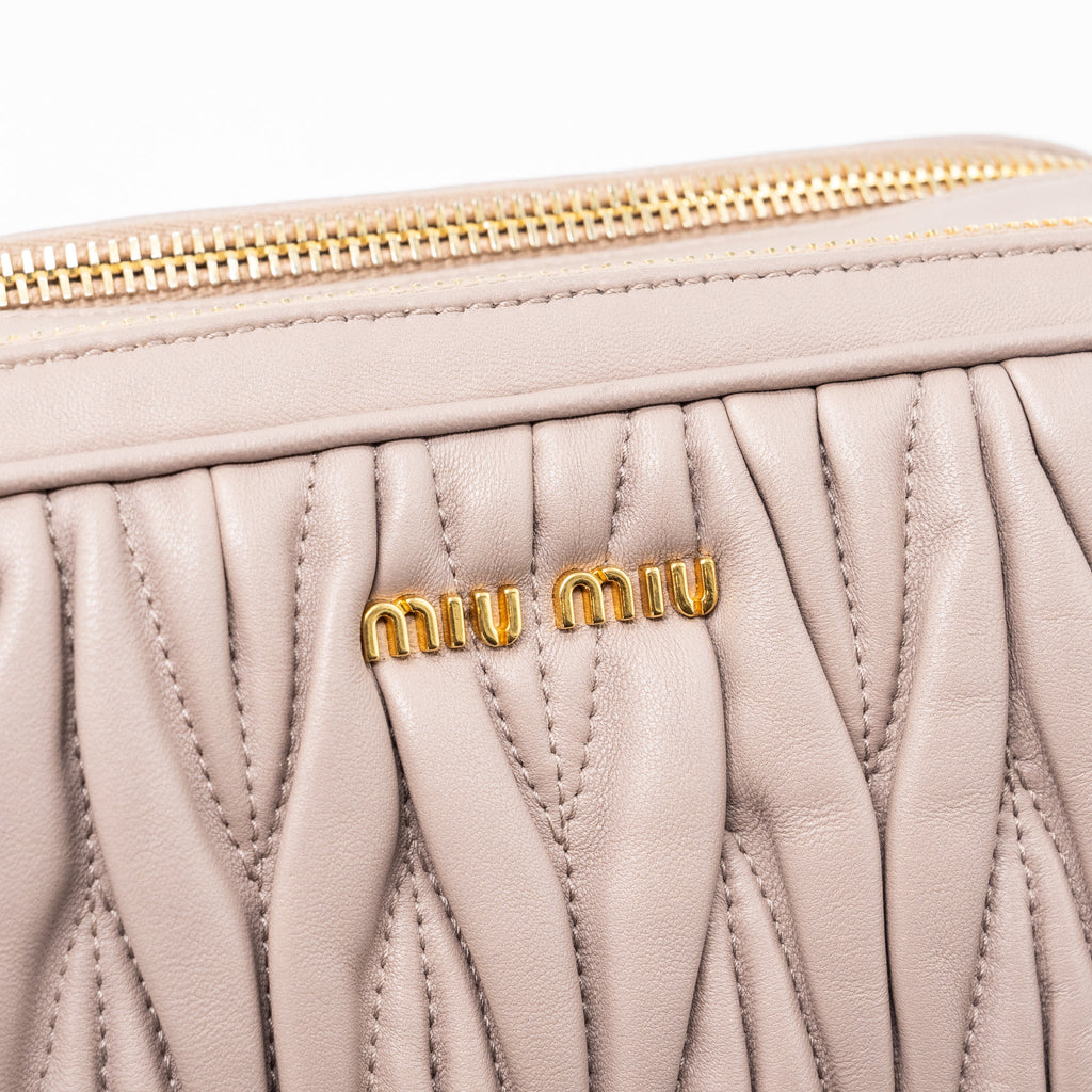 MIU MIU CAMERA CROSSBODY BAG NAPPA DUSTY PINK GHW