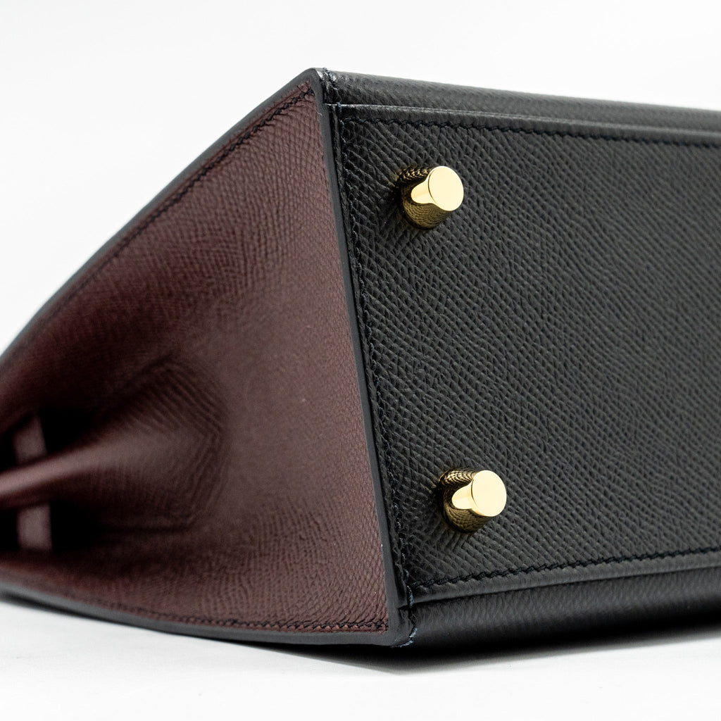 HERMES KELLY 25 SPECIAL ORDER EPSOM BLACK/ROUGH H LGHW