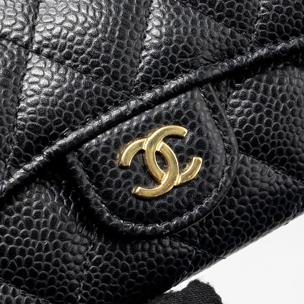 CHANEL CLASSIC FLAP CARD HOLDER CAVIAR BLACK GHW (MICROCHIP)