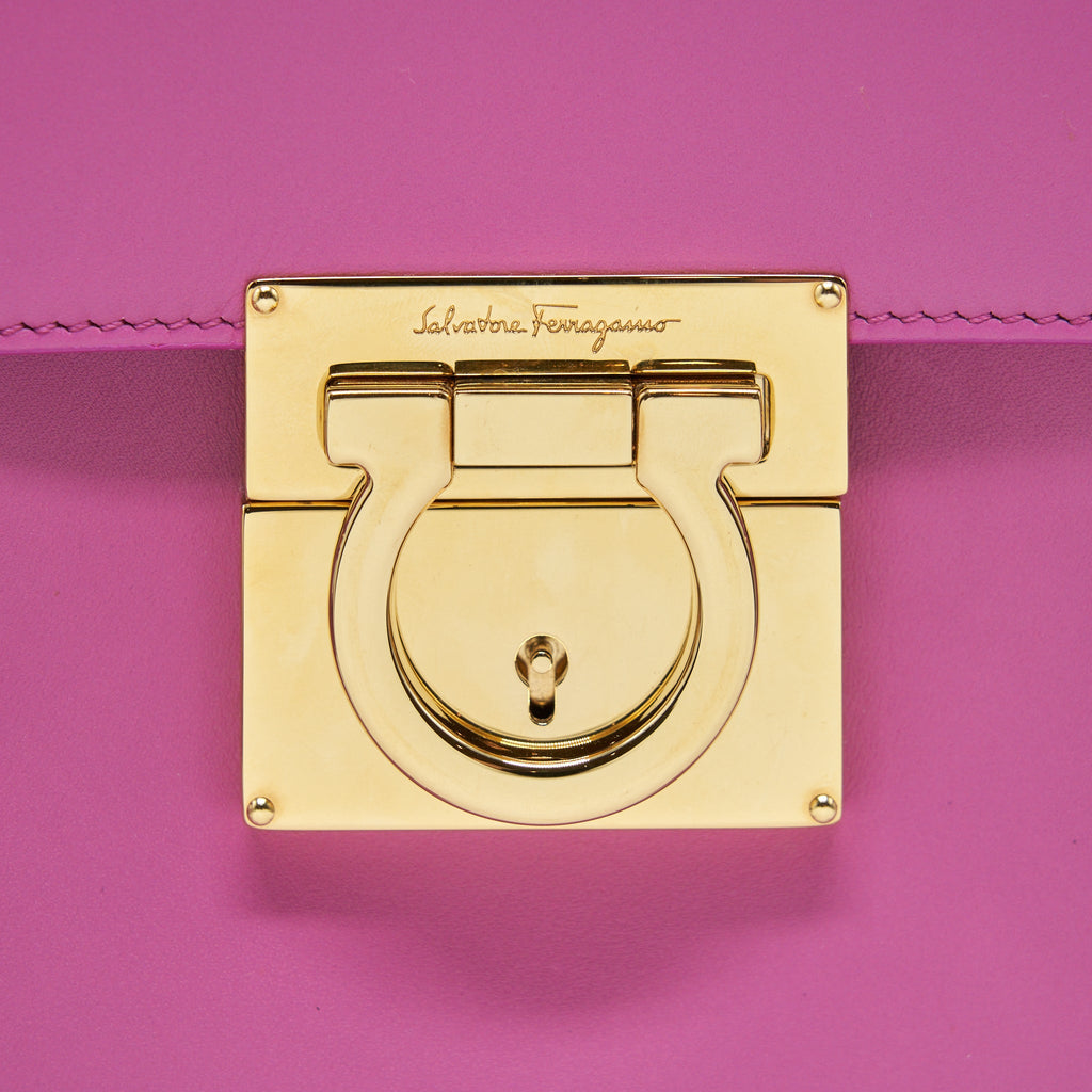 SALVATORE FERRAGAMO SHOULDER BAG TRIFOLIO PINK GHW
